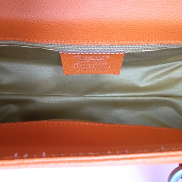 Italian Leather Orange Shoulder Bag - Structured Barrel Tote - Made in Italy - Picture 3 of 9